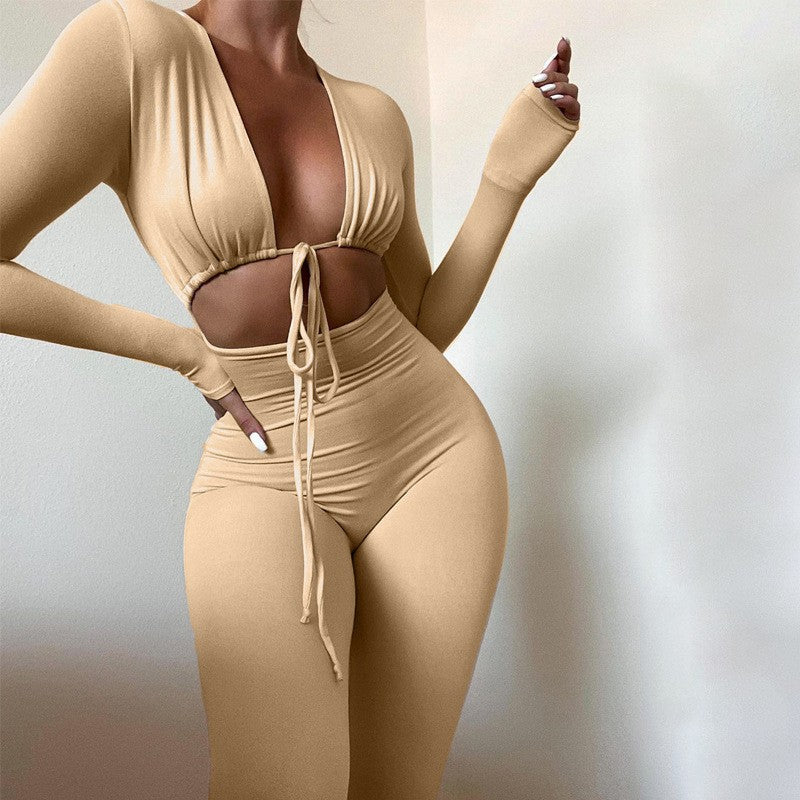 Aveline Lace-Up Knit Romper