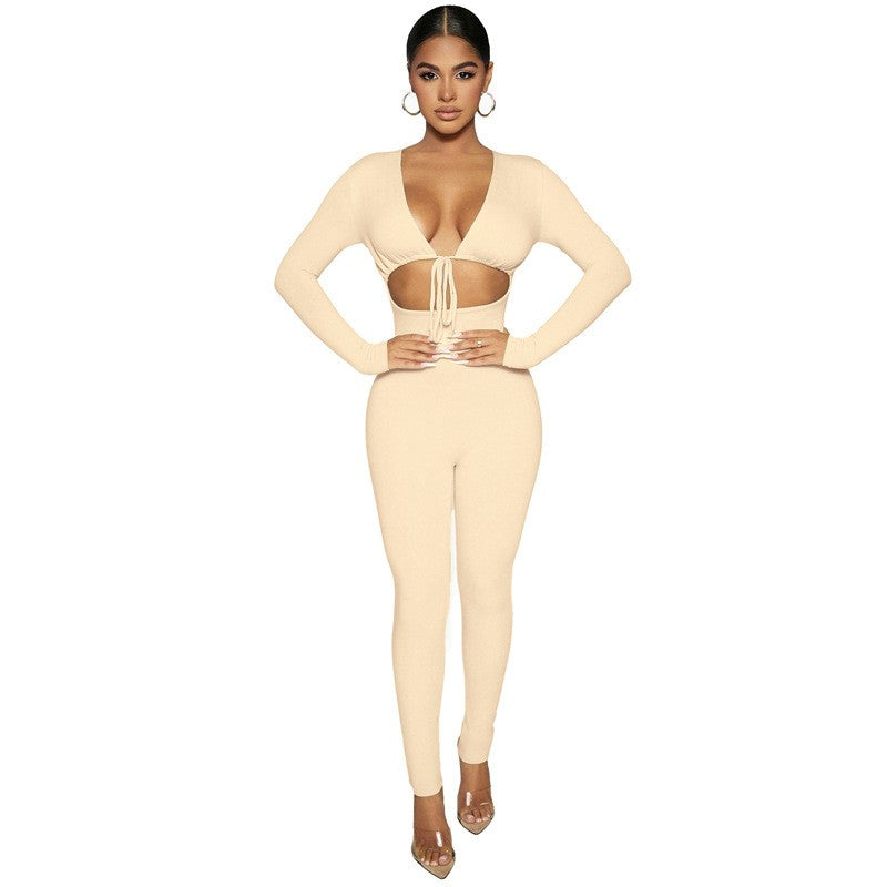 Aveline Lace-Up Knit Romper