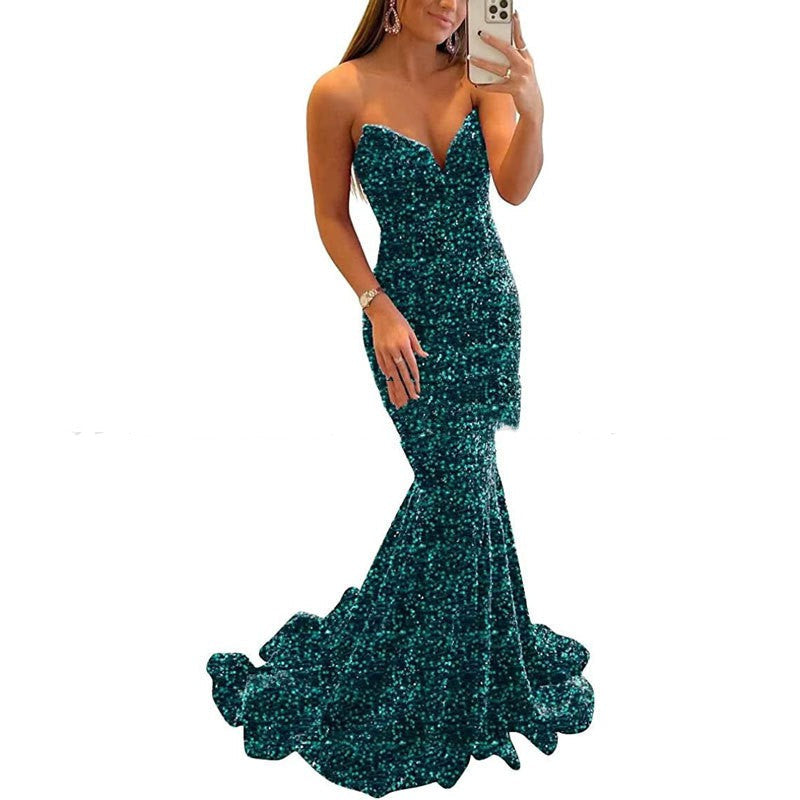 Doretta Sequin Evening Gown