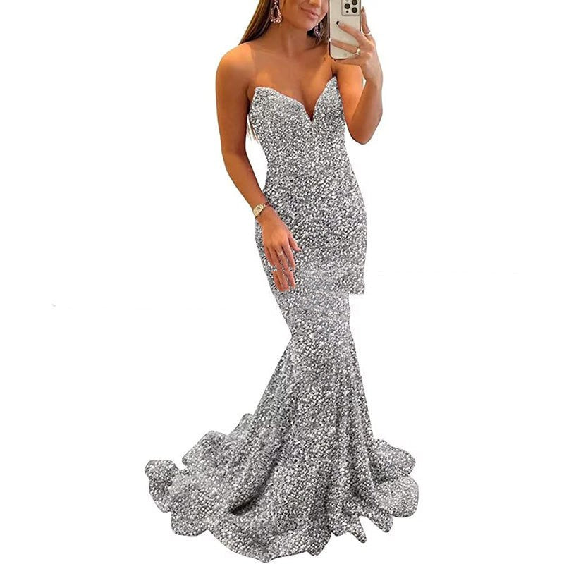 Doretta Sequin Evening Gown