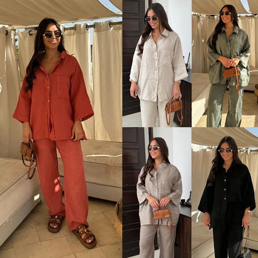 Enara Wide-Leg Shirt Set