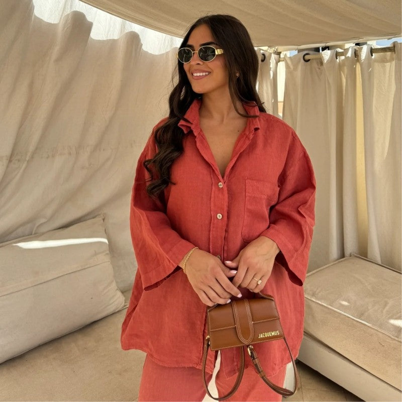 Enara Wide-Leg Shirt Set