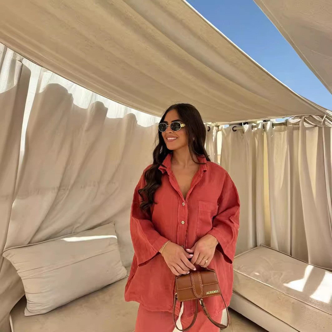 Enara Wide-Leg Shirt Set