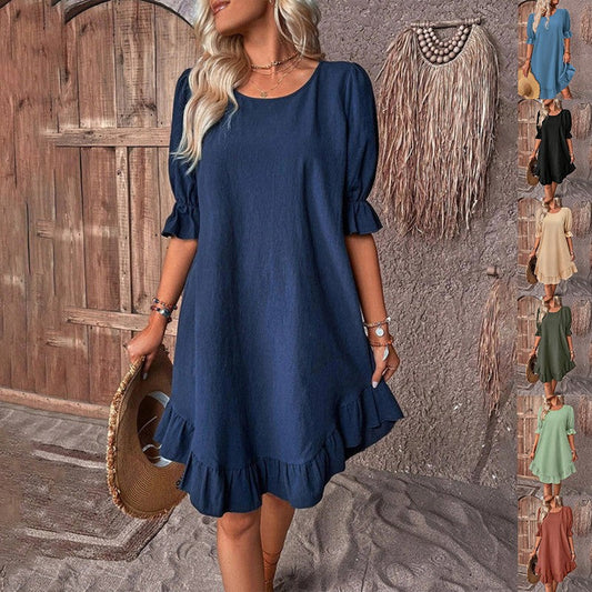 Ilira Ruffle Linen Day Dress