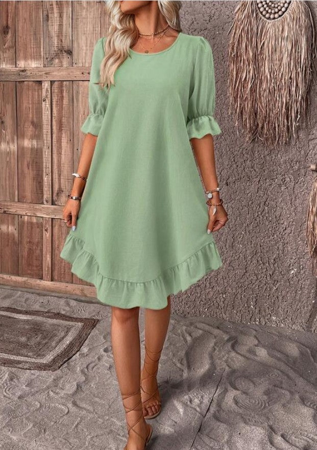 Ilira Ruffle Linen Day Dress