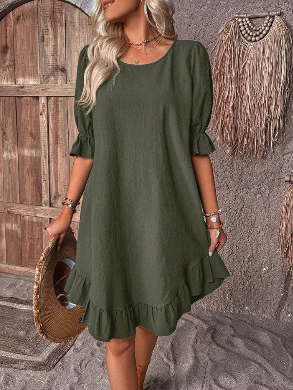 Ilira Ruffle Linen Day Dress
