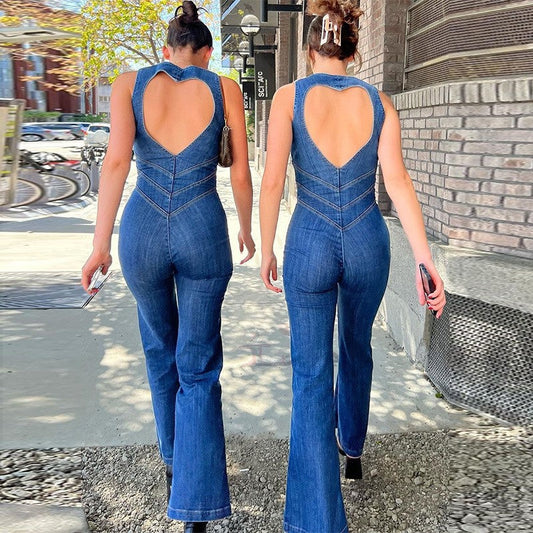 Noretta Backless Denim Jumpsuit