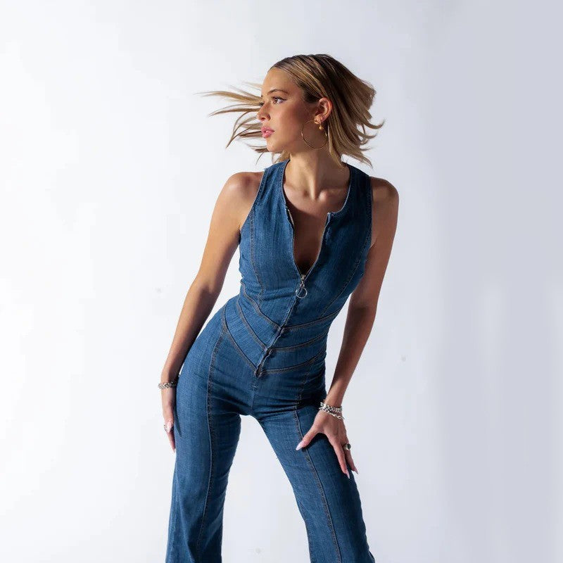 Noretta Backless Denim Jumpsuit