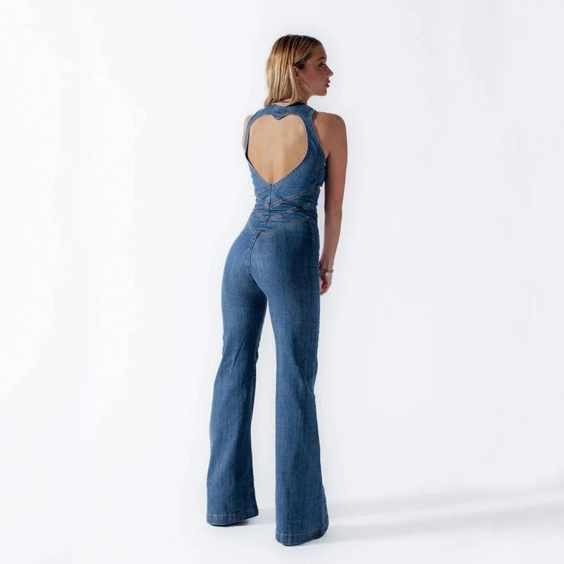 Noretta Backless Denim Jumpsuit